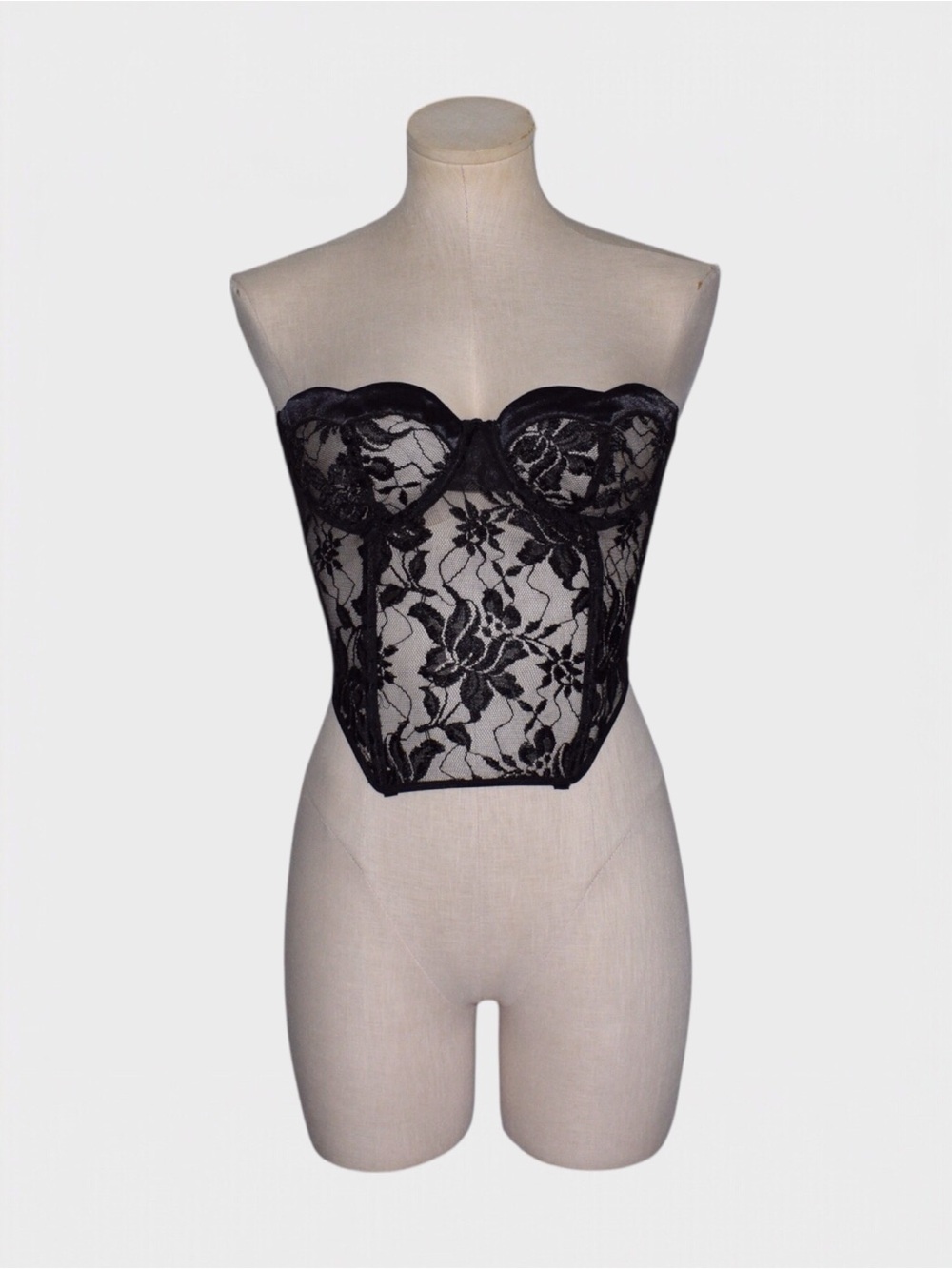 Victoria's Secret Vintage 80s Lace Strapless Corset Bustier Top Gold Label